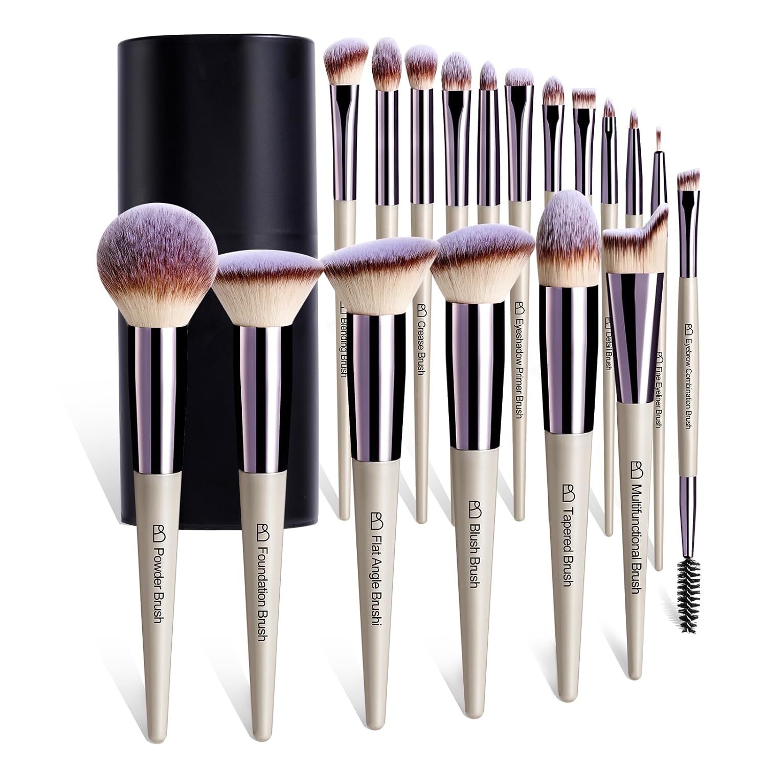 SHINE Makeup Brushes Premium Synthetic Foundation Powder Concealers Eye Shadows Silver Black Makeup Brush Sets(18 Pcs)