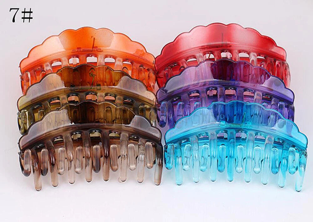 SHINE- 6 Pack Women Plastic Hair Claws Hair Clips Jumbo Various Styles Tortoise