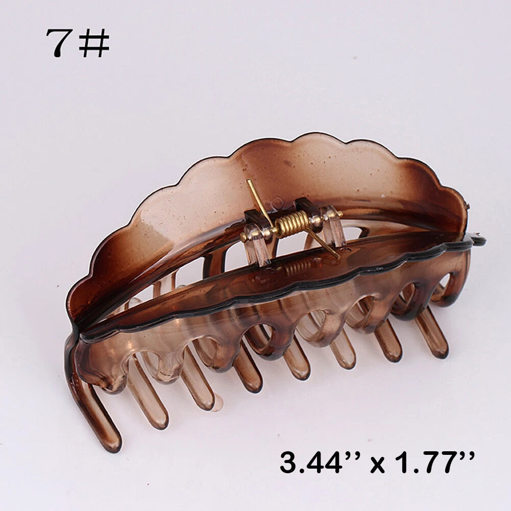 SHINE- 6 Pack Women Plastic Hair Claws Hair Clips Jumbo Various Styles Tortoise