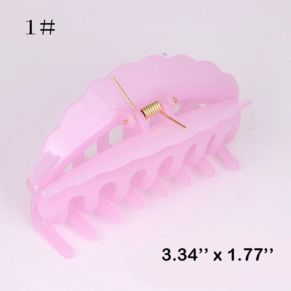 SHINE- 6 Pack Women Plastic Hair Claws Hair Clips Jumbo Various Styles Tortoise