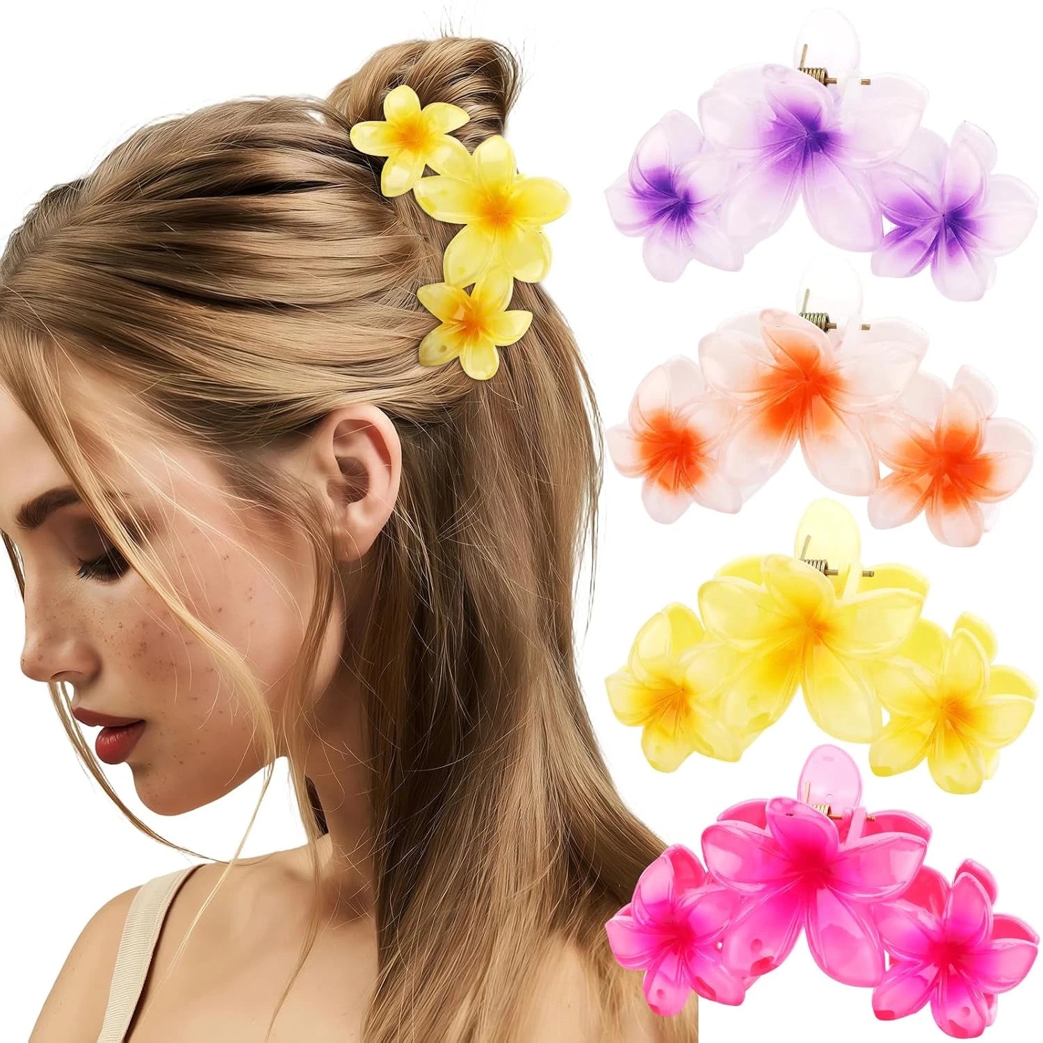 SHINE-4PCS Hawaiian Flower Hair Clip