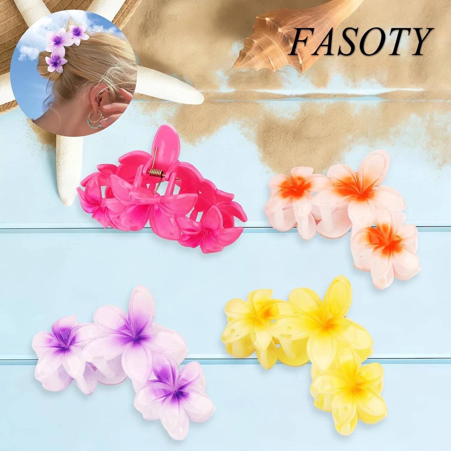 SHINE-4PCS Hawaiian Flower Hair Clip