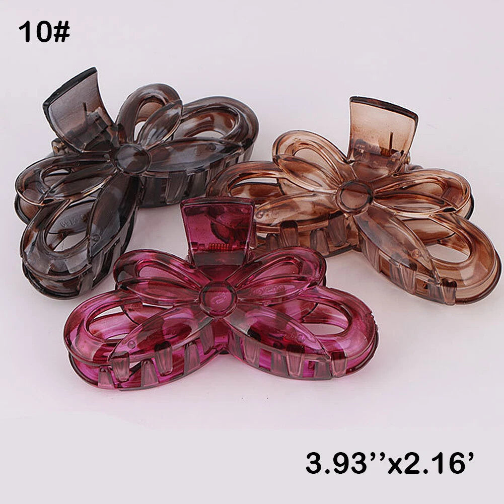 SHINE- 6 Pack Women Plastic Hair Claws Hair Clips Jumbo Various Styles Tortoise