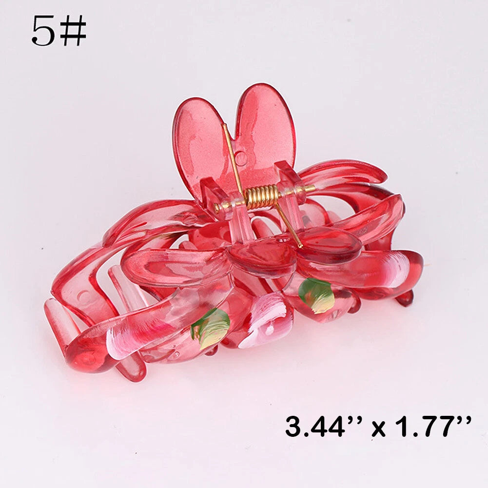 SHINE- 6 Pack Women Plastic Hair Claws Hair Clips Jumbo Various Styles Tortoise