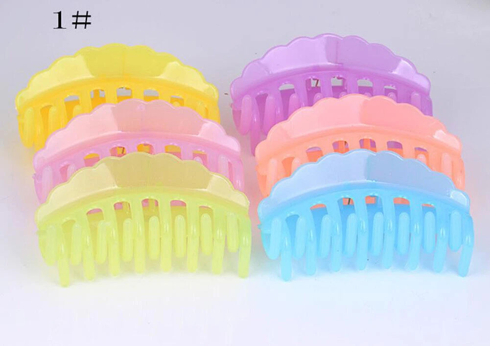 SHINE- 6 Pack Women Plastic Hair Claws Hair Clips Jumbo Various Styles Tortoise