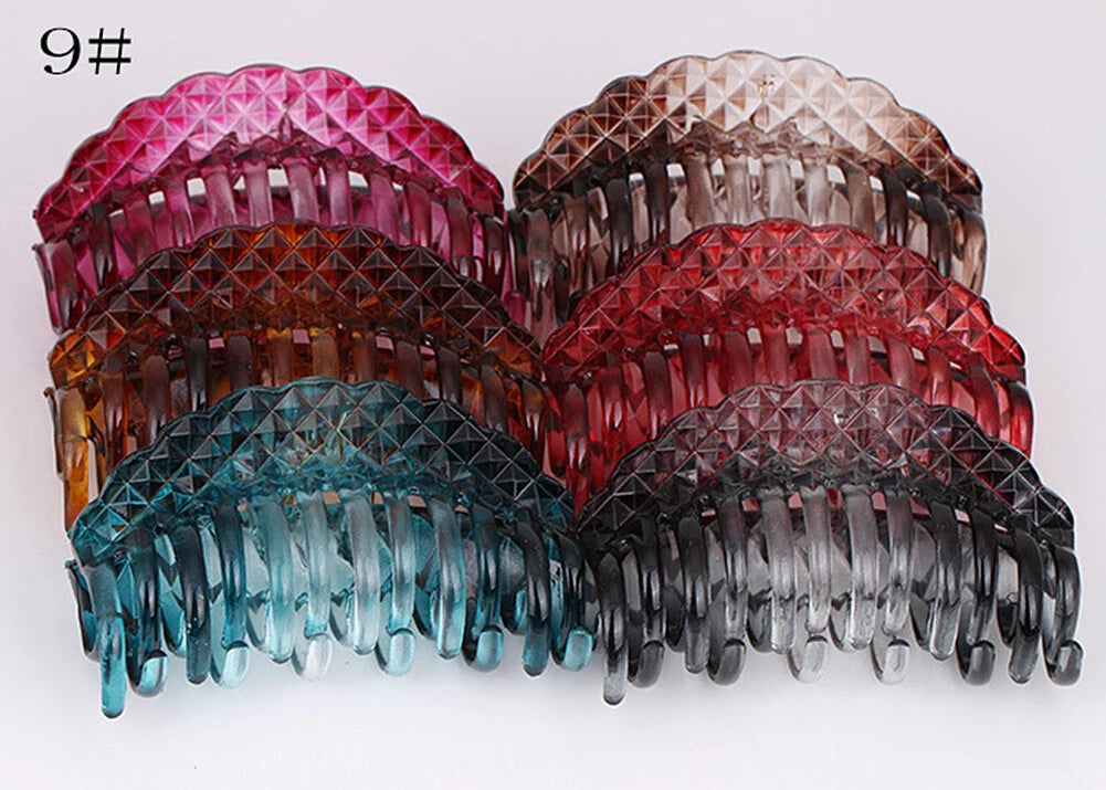 SHINE- 6 Pack Women Plastic Hair Claws Hair Clips Jumbo Various Styles Tortoise