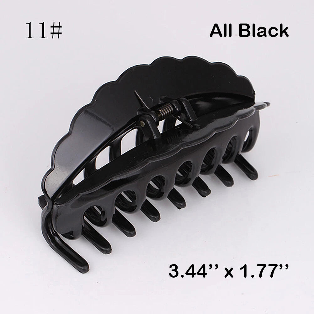 SHINE- 6 Pack Women Plastic Hair Claws Hair Clips Jumbo Various Styles Tortoise